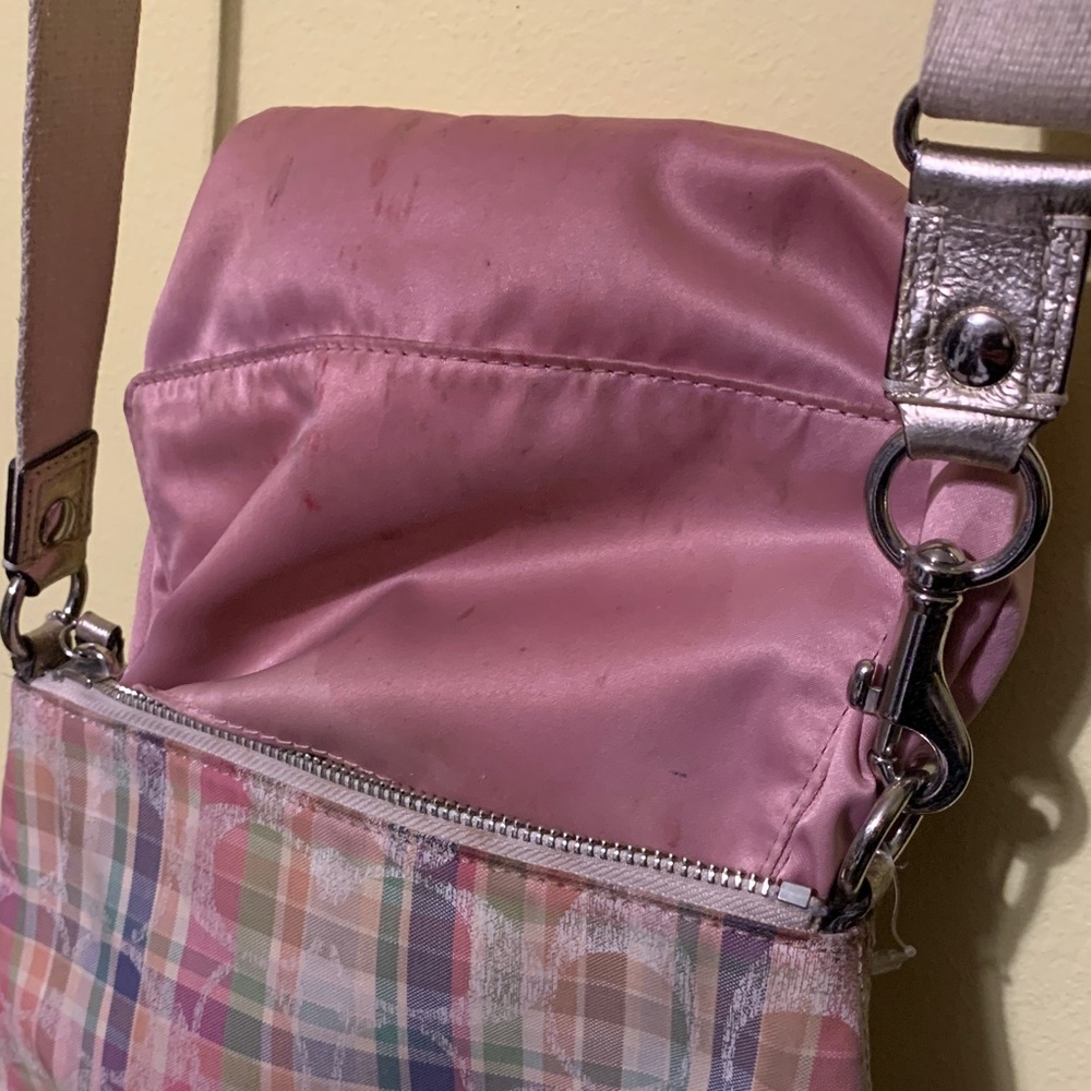 Coach Poppy Madras Plaid Sequined crossbody bag - Picture 6 of 10